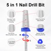 Cnynail 5 in 1 Nail Drill Bit, Tungsten Carbide Multi-Function
