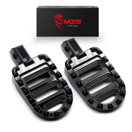 MZS Motorcycle Foot Pegs, Front Rear Footpegs MX Serrated Wide Driver Passenger Pedal Rest CNC Black Compatible with Scout 2015-2023 | Scout Bobber 2018-2023 | Scout Bobber Sixty 2015-2023
