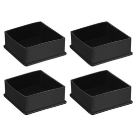 QUARKZMAN Pack of 4 PVC Square Chair Leg Caps, 75 mm x 75 mm OD Black Furniture Feet Pads, Table Foot Covers, Floor Protectors for Patio Table, Cabinet, Bed Furniture