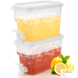 Hoolerry 2 Pcs 2 Gallon Beverage Drink Dispenser for Fridge, Plastic Liquid Drink Juice Container with Spigot Cold Lemonade Pitcher Iced Water Jug for Outdoor Indoor Parties