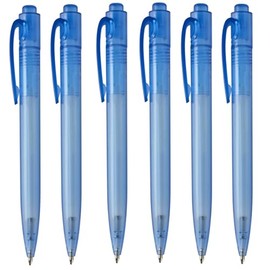 noTrash2003 Set of 6 Retractable Ballpoint Pens Made of Ocean Plastic Sustainable and Environmental Protection Waste Recycling Circular Economy (Blue)