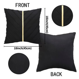 Tosleo Cushion Covers Set of 2 Velvet Cushions with Gold Leather Decorative Cushion Modern Luxurious for Sofa Garden Bed Couch Living Room Sofa Cushion Bed