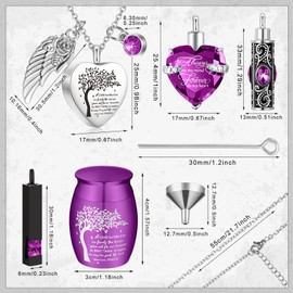 Shimeyao 8 Pieces Cremation Urn Set for Ashes Sharing Urns for Human Adult Female Male Mini Keepsake Waterproof Memorial Ashes Holder(Purple)