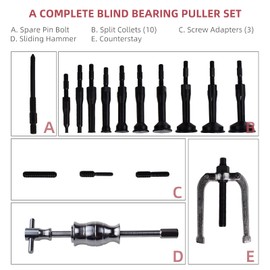 Alltooetools 16PCS Blind Hole Pilot Bearing Internal Extractor Puller W/Slide Hammer Removal Tool Kit