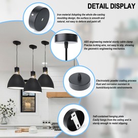 TOPBELIEF Ceiling Canopy, 80 x 25 mm Canopy Lamp, Black Metal, Distribution Canopy Surface-Mounted Box, Black Lamp Canopy with Strain Relief, Clamping Nipple, Canopy Cover for Lamps Suitable for Lamps