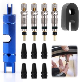 12 Piece Bicycle Valve Repair Kit - Presta Valve Cores, Adapter and Tool for Valve Core Removal, Includes Valve Caps (12 Pcs)