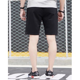 MO GOOD - Pantalones cortos casuales para hombre, para entrenamiento, cómodos, transpirables, grandes y altos, Negro -, 34-35