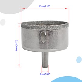 Aopin Diamond Drill Bits Core Drill Bits Hole Saw Kit 55mm(2-3/16") for Glass, Ceramics, Porcelain, Marble, Carbon Steel, 1Pcs
