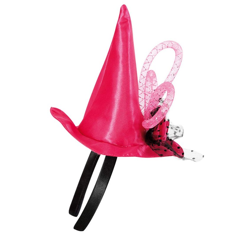 KarnevalsTeufel Headband Witch Hat Headpiece Pointed Hat (Pink)