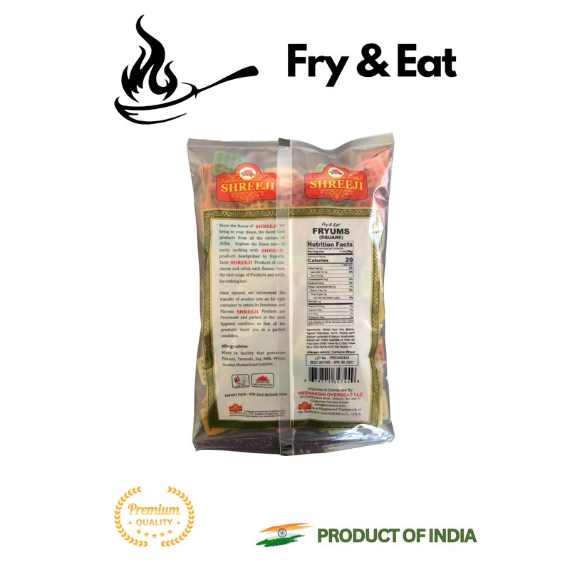 Shreeji Squared Fryums 400g (14 Oz) *Fry & Eat*