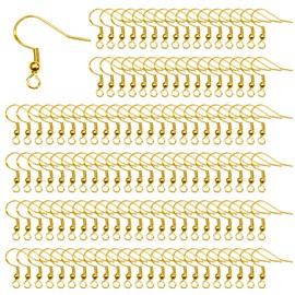 TOAOB Pack of 100 Gold Earring Hooks Earrings Ear Hooks 925 Silver-Plated Earring Hooks Hypoallergenic Ear Hooks Earrings Accessories with Beads and Coil DIY Earrings Jewellery Making