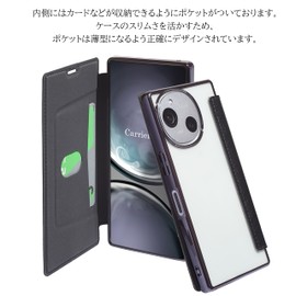 Carrier-City AQUOS R10 Case Notebook Type Clear Aquos R10 Thin Transparent Cover Cute Stylish Card Pocket (AQUOS R10, Black)