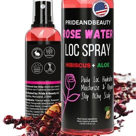 Rose Water For Locs, Daily Moisturizing Refreshing Spray, Rose Water For Hair, Rosewater, Hibiscus and Aloe Loc Spray (4 OUNCE)
