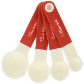 PEARL METAL Softia Measuring Spoon with Small Spoon, 4P Set, Red C-3698