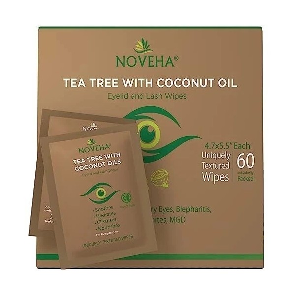 NOVEHA Tea Tree & Coconut Oil Eyelid & Lash Wipes