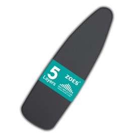 ZOES HOMEWARE 2025 Reinforced Ironing Board Cover and Pad, 15x54 Standard Size, Extra Thick Padding and Heat-Reflective Aluminium Coating, Multi-Layer Design with Elastic Edges Set, Black
