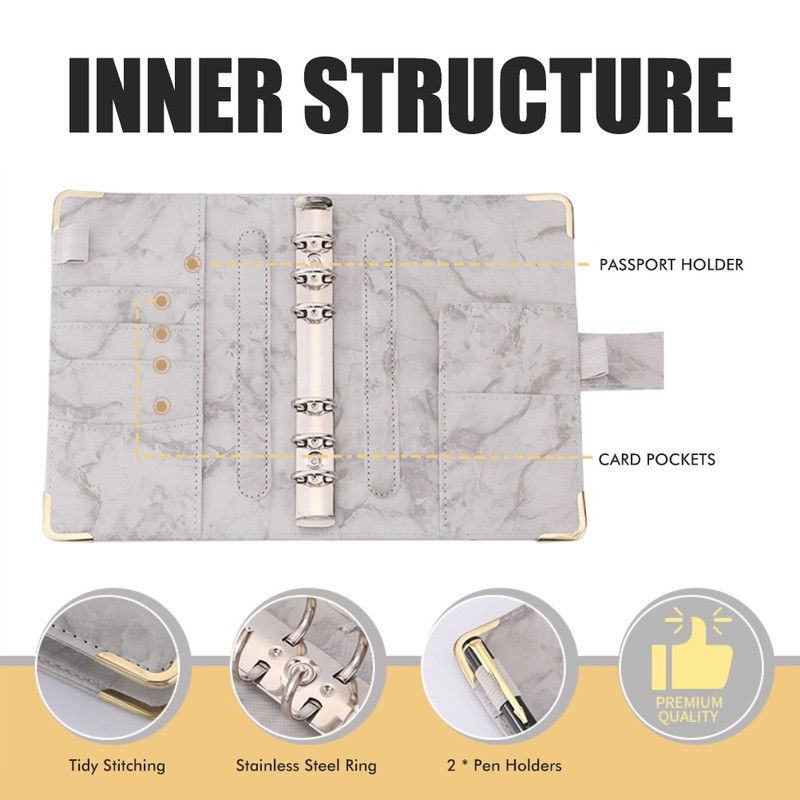 A6 PU Leather Budget Binder A6 Notebook Binder for Budgeting