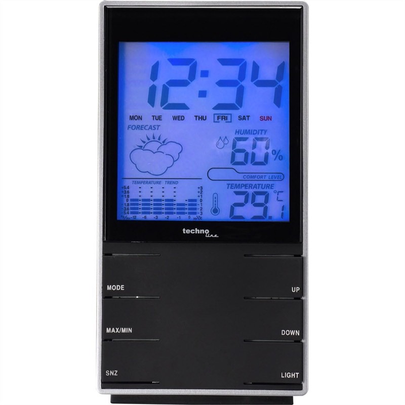 techno line WS 9120 Stazione Meteo, Argento/Nero