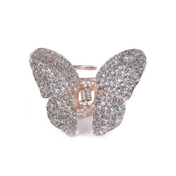 1PC Elegant Butterfly Hairpin Fancy Rhinestones Claw Clip Jaw Clips for Women Lady (White)