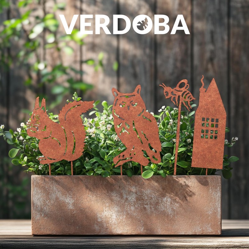 VERDOBA Meerkat Garden Decoration Rust - Iron Figures Set with