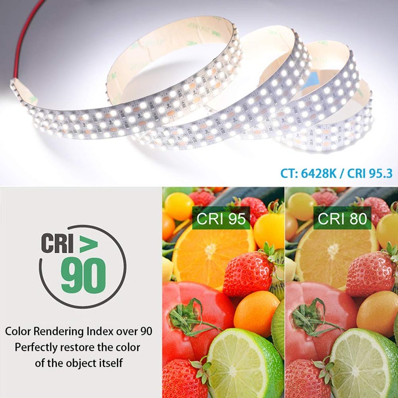 SuperLightingLED High CRl 95 LED Strip Lights 6000K Daylight White,