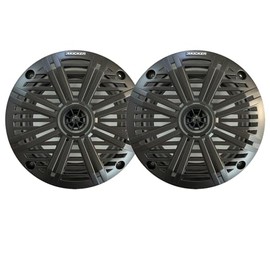 KICKER 6.5" 195 Watt Peak Power Marine OEM Replacement Boat Audio Speakers (Pair) with Salt Water Charcoal Grilles