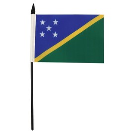 Solomon Table Flag 4'' x 6'' - Solomon Islander Desk Flag 15 x 10 cm - Black plastic stick and base - AZ FLAG