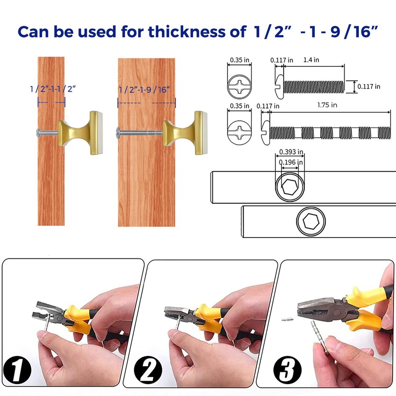 Ravinte 10 Pack Square Brushed Brass knobs Cabinet Kitchen Hardware