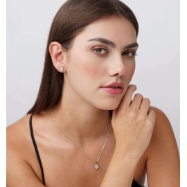 Dada Gioielli - Women's Necklace with Sparkling Heart Solitaire - Central Stone in Various Variations, Birthday Gift for Women, Chain Length 45 + 5 cm, Stainless Steel Sterling Silver, Cubic zirconia