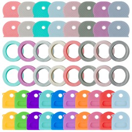 Uniclife 52 Pcs Key Covers Caps, 2.5 cm & 2.2 cm Key Identifiers, Soft Stretchy Key Covers for House Key, Colorful Key Head Protectors for Small & Standard Keys (Not for Odd-Shaped Keys), 3 Styles