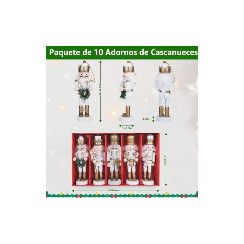 10 piezas de adornos de Navidad del cascanueces, adornos de
