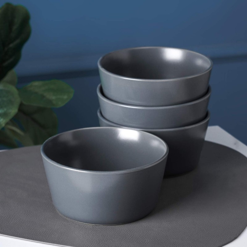 Stone Lain Coupe Stoneware Set of 4, Bowls, Gray Matte