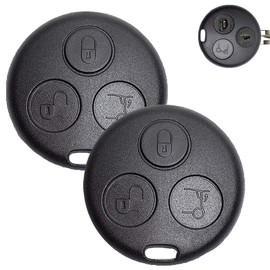 ShnminEU Pack of 2 Car Key Case Compatible with Smart Fortwo 450 MC01 Roadster Cabrio Coupe 98-07 Key Housing Car Key Remote Key Replacement, 3 Buttons Replacement Key Case