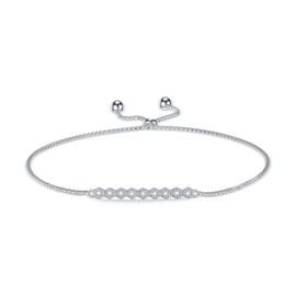 CTIEIP Sterling Silver 0.10 Cttw Real Diamonds Bracelet,Diamond Bar Bracelet For Women（I2-I3 Clarity）