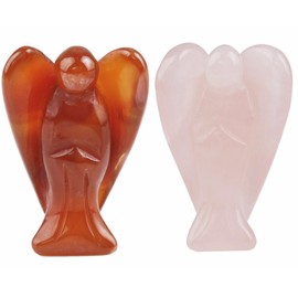 Rockcloud Healing Crystal Gemstone Carved Pocket Guardian Angel Figurines 1.5 inch