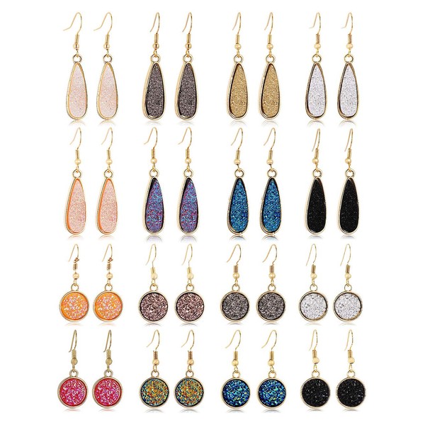 Fashion Opal Earrings for Women 16 Pairs, FIFATA Crystal Hypoallergenic