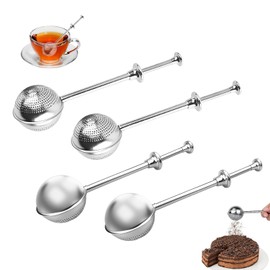 4 Stück Teezange für Losen Tee, 304 Edelstahl Teezange Teeei, Teebeutel für Losen Tee, Teaballs mit Teleskopgriff Teefilter, Teesieb Teebeutel, für Kakaopulver, Gewürze, Rose