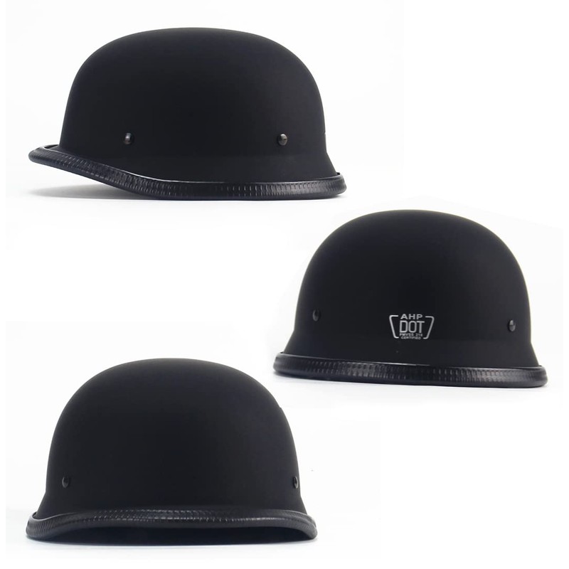 Black Half Helmet, Motorcycle Half Helmet, Retro German Style Helmet,