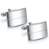KOMUNJ Simple Stripes Cufflinks Platinum Plated Metal Geometric Shape Cuff