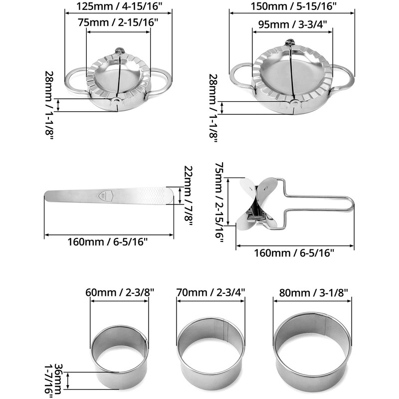 QWORK® Set of 7 ravioli shaper set, dumpling maker, stainless