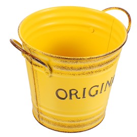 CAXUSD Flower Bucket Handle Metal Planter Rustic Artistic Flowerpot Collapsible Bucket for Dried Flowers