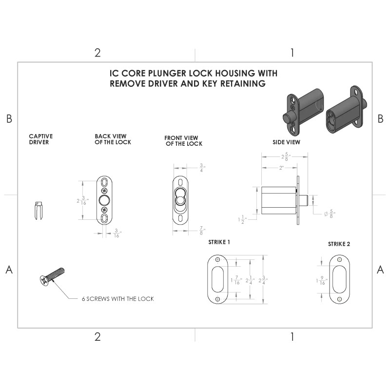 Kenstan Through Bolt Mount Sliding Door Plunger Lock For SFIC
