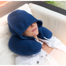 travelstar Hoodie Travel Neck Pillow, Navy