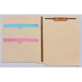 14 pt Manila Folders, Full Cut End Tab, Letter Size, Double Pockets Installed Inside Front, U-File-M Strip, Fastener Pos #1 (Box of 50)