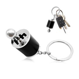 SHMZK Car Gearbox Keychain, Six Speed Manual Transmission Keychain, Creative Gear Shift Stick Keyring, Car Accessories (Black)