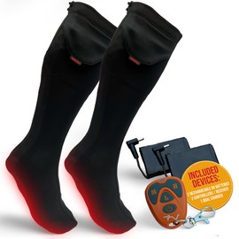 Volt Resistance Rechargeable Heated Socks - Battery Operated Feet Warmers - Electric Socks for Men and Women - Great for Cold Weather, Winter, Outdoor, Camping and More (Large, Black)