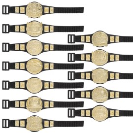 Figures Toy Company Set of 12 Series 2 Wrestling Championship Belts For WWE & AEW Wrestling Figures