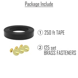 XKMT- Black Chain Link Fence Privacy Slats Tape w/Brass Fasteners, Black, 1.8 in x 250 ft