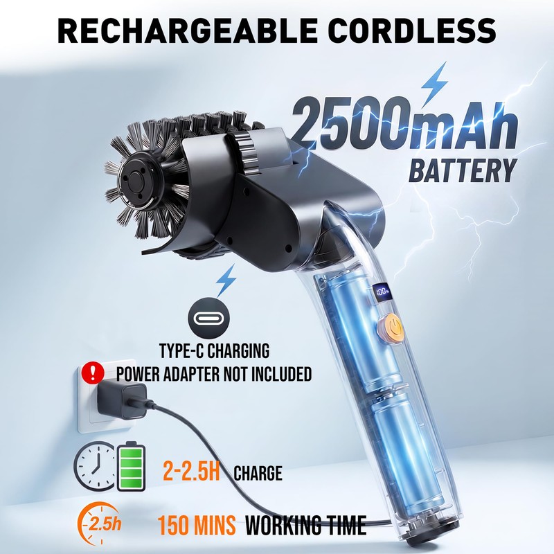 Electric Grill Brush Cordless Rechargeable Power Scrubber BBQ Grill Cleaner