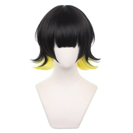 Servelove Character Cosplay wig for Anime Black Yellow short Unisex Costume Wigs Characters Exhibition Halloween Christmas Party
